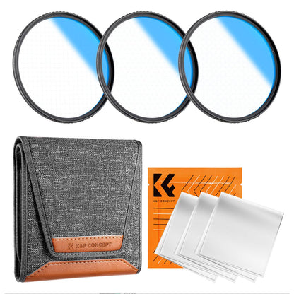 K&F Concept NANO-K Star 4+6+8 Points Cross Screen Starburst Effect Lens Filters for Camera Lenses - Multi-Coated Optical Glass, Aluminum Slim Frame, High-Definition, Waterproof & Dustproof