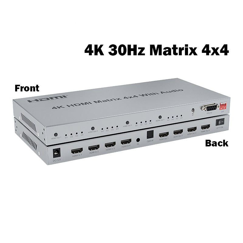 ArgoX 4K HDMI 1.4 / 2.0 4x4 Matrix Screen Controller Switch Splitter Ultra HD with Audio, Supports 3D, IR & RS232 Control,  EDID Switch, 3.5mm Optical Jack for TV, Monitor, PC, PS5, Set Top Box, Xbox | HDMX03-V1.4 HDMX03-V2.0