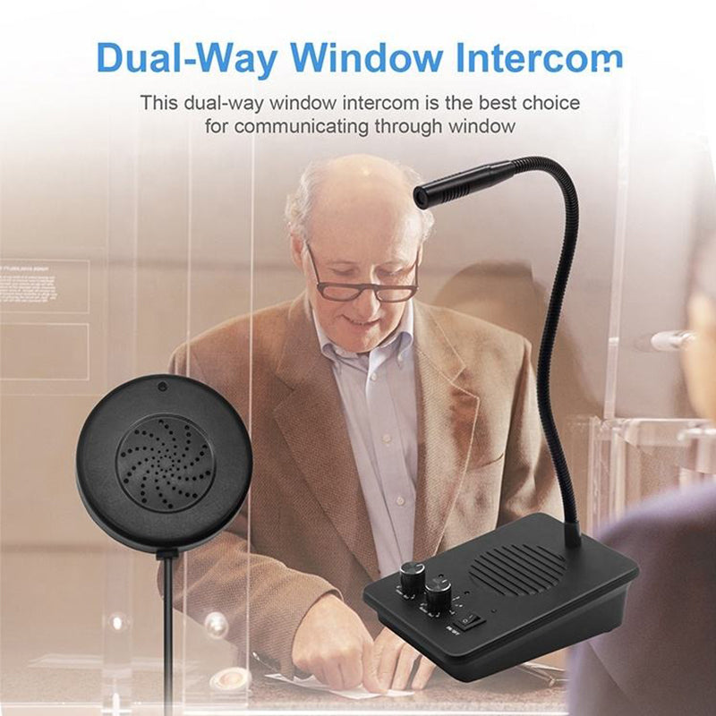 DAYTECH WI07 Two-Way Window Intercom System Glass Barrier PA Speaker and Microphone with Adjustable Volume for Bank, Office, Hospital, Clinic, Pharmacy, Restaurant, Cafe, Coffee Shop, Ticketing, Information Desk Counter