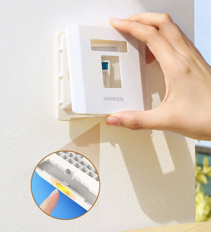 UGREEN RJ45 / RJ11 Single Port LAN Network Wall Socket (10x10 x 3cm) - White | 80180