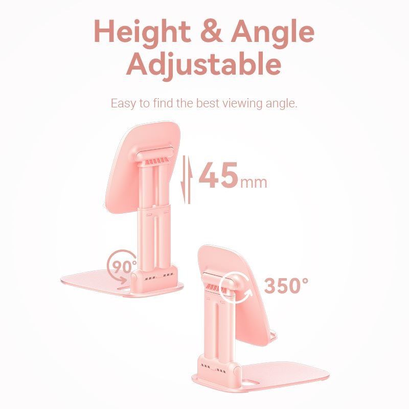 Vention Adjustable Desktop Stand with Anti-Slip Silicone Pads, Compact Portable Design for 4.7 to 12.9" Mobile Phones and Tablets - Blue, Pink |  KSGP0 KSGL0