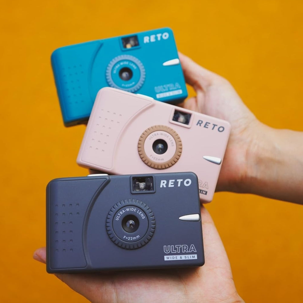 RETO Ultra Wide & Slim Film Camera with 22mm Ultra-Wide-Angle Lens, 135 35mm Film Format, Point and Shoot for Photography | Pastel Pink