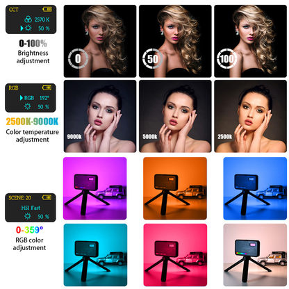 Luxceo V10 Pro RGB LED Video Light, 2500K-9000K, 400 Lumens, CRI95+, 20 Effects