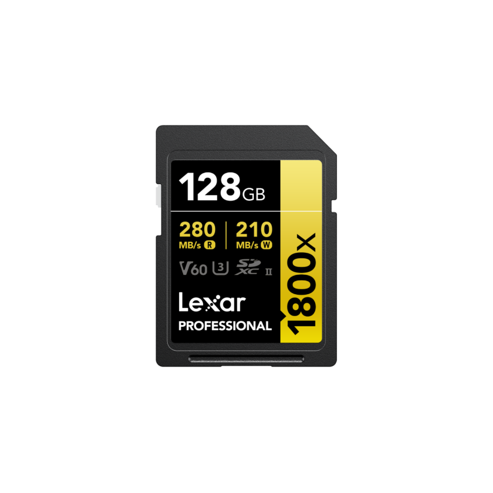 Lexar Professional 1800x SDXC V60 U3 UHS-II GOLD Series Memory Card Up to 280MB/s Read, 210MB/s Write | 64GB / 128GB