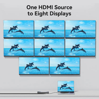 Vention 1 In 8 Out HDMI 1.4 4K Ultra High Definition HDMI Video Splitter with Power Supply Adapter & Sigl Transmission Up to 30 Meters for Desktop Computer Laptop PS5/4/3 Gaming Console Media Player to Smart TV Display Monitor Projector