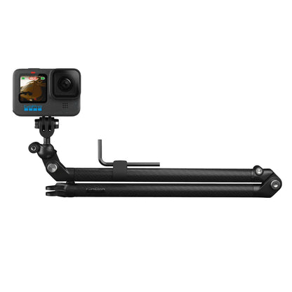 GoPro Carbon Fiber Boom + Adhesive Mount with 10" to 21" Extension Arms and 360 Degree Ball Joint for Action Cameras and Vlogging | AEXTM-001