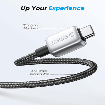 [CLEARANCE] ORICO GQZB60 (1m / 1.5m / 2m) USB Type C to USB Type C Fast Charging Data Cable 20V/3A PD 60W, 480Mbps Transmission Rate, Nylon-Braided Zinc Alloy for Type C Port Devices, Smartphones, Android, Tablet