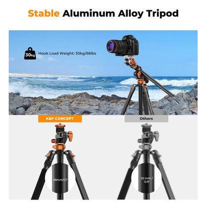 K&F Concept 4-Section 360 Degree Panoramic Fluid Head Video Tripod + Monopod with Max 95" Working Height, 5kg Max Load Capacity and Arca Swiss QR Plate for DSLR Mirrorless Camera | T254A7+FH-03