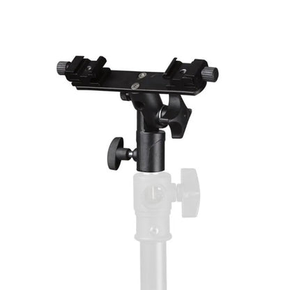 Pxel Quad / Dual Light Stand Bracket with Umbrella Reflector Holder, 1/4 & 3/8 Inches Cold Shoe with 180° Vertical Adjustment & Adjustable Hot Shoe Mount for Camera Flash Speedlite, Studio Lights & Photography Accessories | LS12 LS13