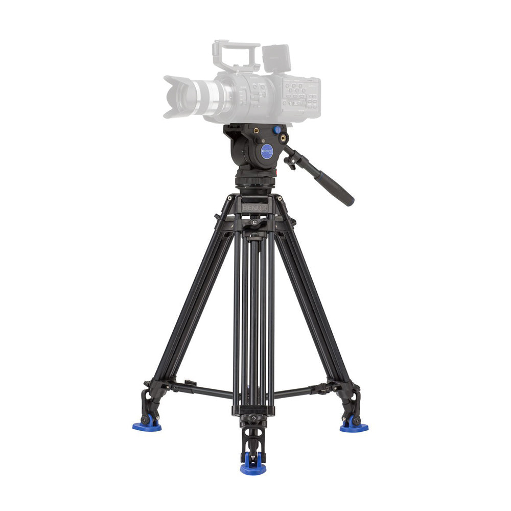 Benro BV6 Pro Aluminum Video Tripod Kit with 6kg Load Capacity, 2-Stage, 3-Section Tripod Legs with 75mm Levelling Ball, Removable Mid-Level Spreader and Up to 90 Degree Tilt Range for Camera Support System