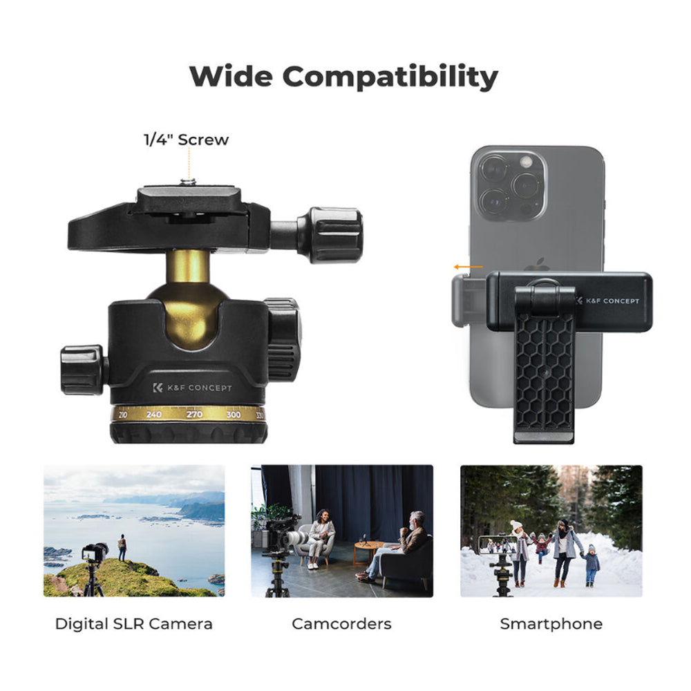 K&F Concept Aluminum Camera Tripod with Arca-Type Quick Release