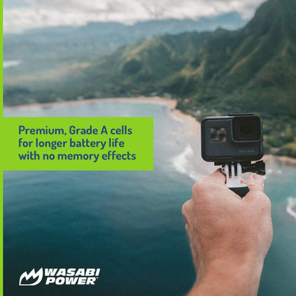 Wasabi Power (2-Pack) 3.85V 1220mAh Lithium Ion Battery and Triple Bay Charger Kit Battery Charger for GoPro HERO 5 / 6 / 7 / 8 Black Action Camera