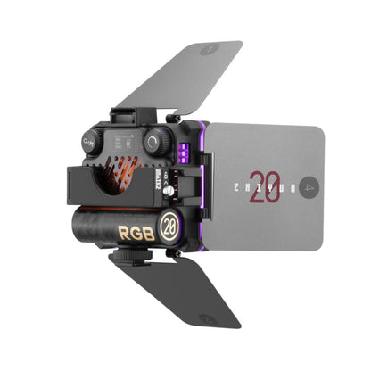 [CLEARANCE] Zhiyun Fiveray M20C Standard 20W RGB Pocket LED Fill Light Kit with 4500mAh Built-in Battery, 2500-10000K Adjustable Color Temperature, DynaVort Cooling System, On-Board & Mobile App Control for Camera Photography & Videography (Black)