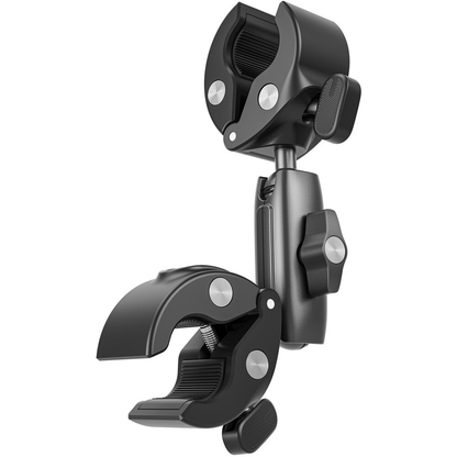 TELESIN Double-Headed Bike & Motorcycle Crab Claw-Style Clamp Pipe Mount with 360° Ball Swivel Joint