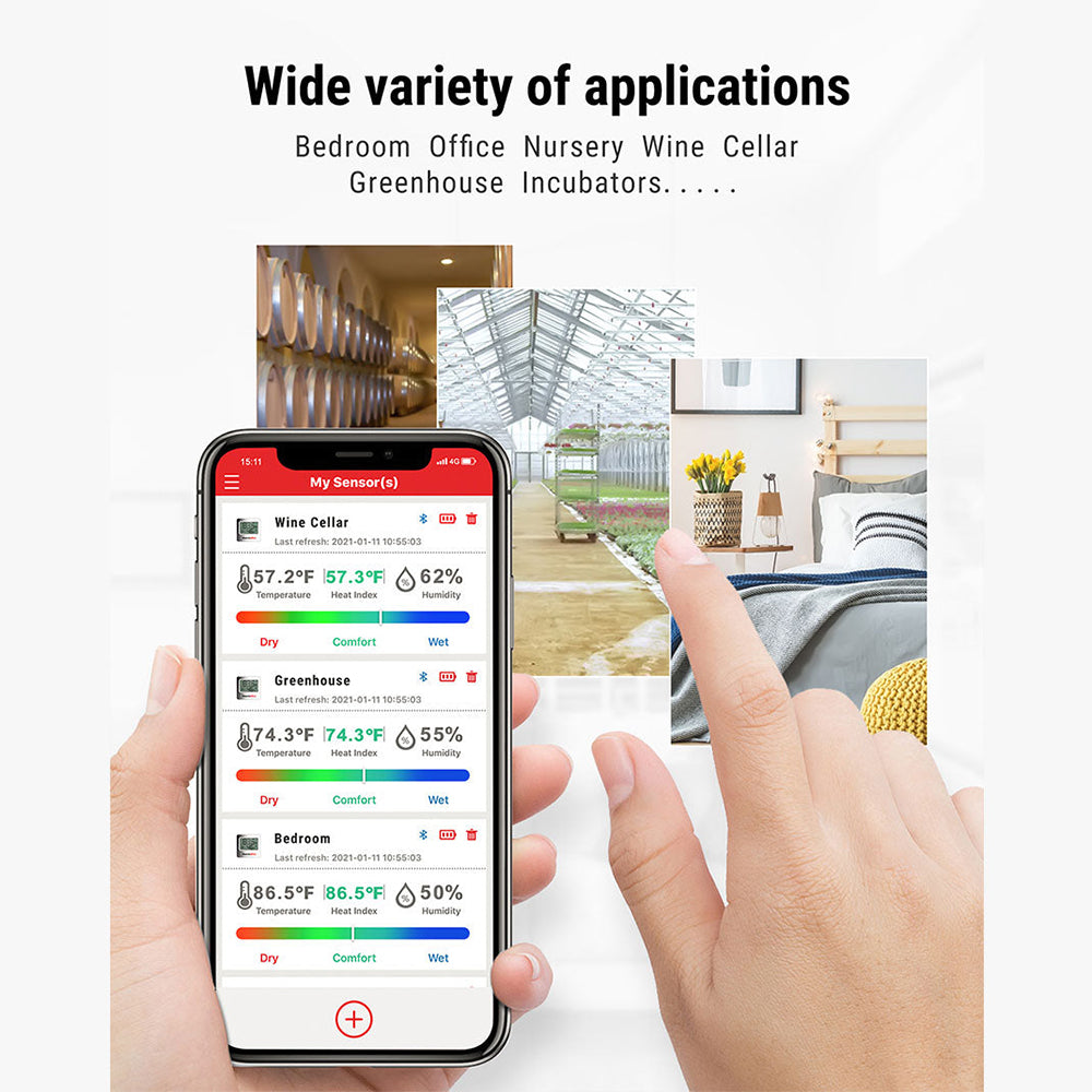 ThermoPro Smart Bluetooth Indoor Hygrometer Thermometer High-Accuracy Temperature and Humidity Monitor with Comfort Level Indicator, 260ft Wireless Range, App Alerts and Data Tracking | TP357 | TP157