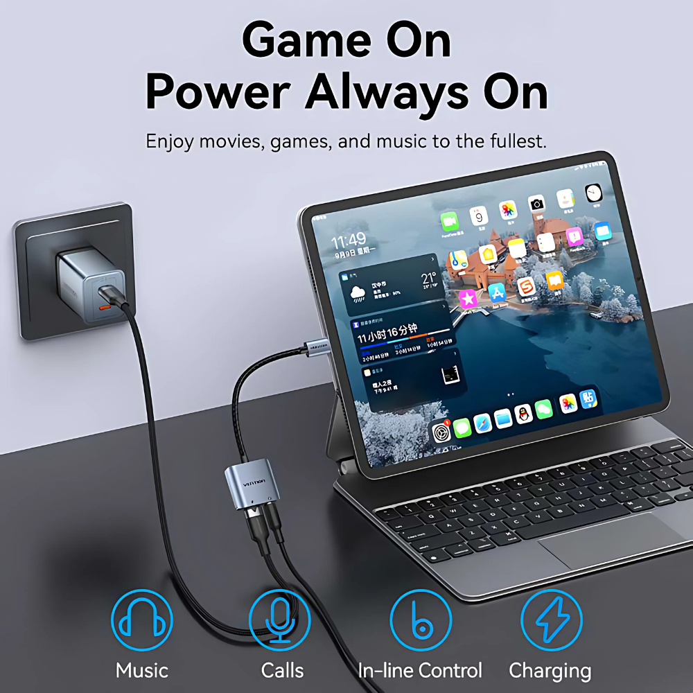 Vention USB-C Male to 3.5mm Female Hi-Fi Audio Adapter with 60W PD Fast Charging Port for iPhone 15/16, Samsung Galaxy S25/S24/S23/S22/S21, iPad Air/Pro/Mini, MacBook Air/Pro, Other Mobile Phones to Wired Earphones, Headphones & Speakers