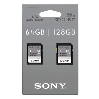Sony SF-E Series SDXC UHS-II V60 U3 C10 Memory Card (128GB / 64GB)