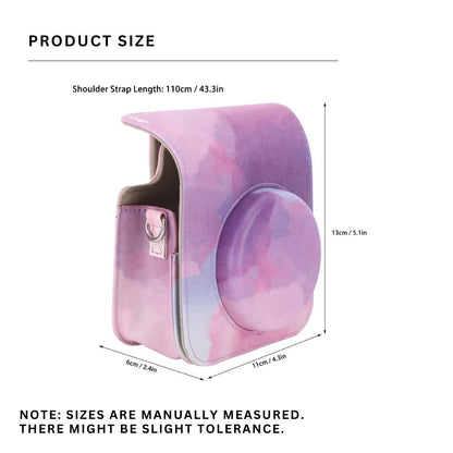 [CLEARANCE] Pikxi BMP12 Fujifilm Instax Mini 12 PU Leather Soft Silicone Protective Camera Case Bag with Shoulder Strap (Lilac Purple)