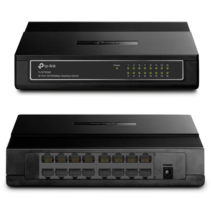 TP-Link 16 Port 10/100Mbps RJ45 Desktop / Rack Mountable Ethernet Switch with Auto Negotiation / MDI / MDIX, 802.3X Flow Control for Networking | TL-SF1016D, TL-SF1016DS