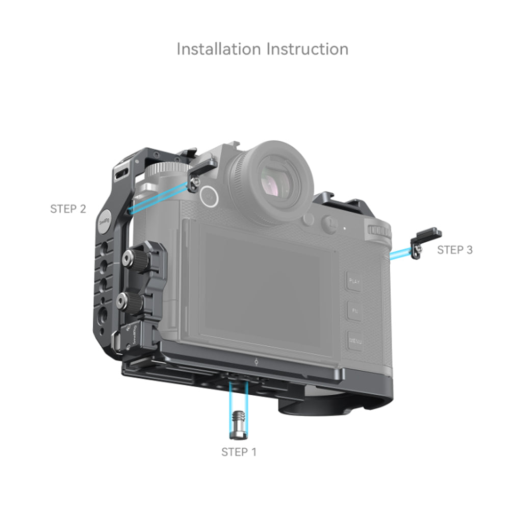 SmallRig Aluminum Titanium Camera Cage Kit for Leica SL3 with Arca-Type Quick Release Baseplate, HDMI Cable Clamp, Cold Shoe Mount, NATO Rail, QD Socket, and Multiple 1/4"-20 Threaded and ARRI 3/8"-16 Locating Holes 4510