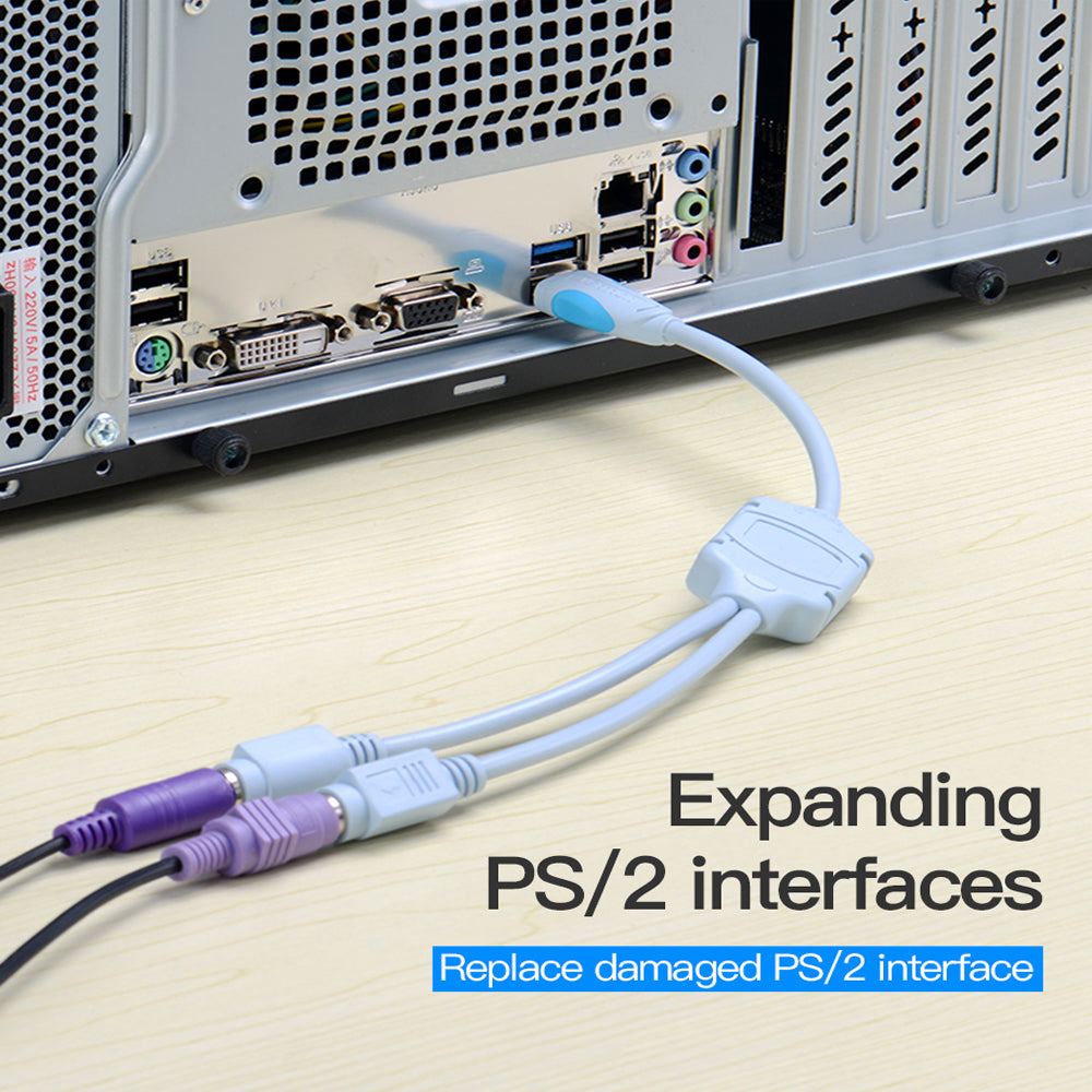 Vention USB Male to Female PS/2 Converter Adapter for Computer Keyboard and Mouse with Nickle-Plated Connectors