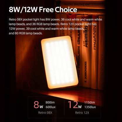 Viltrox RETRO 12X RGB Pocket LED Fill Light 2500-8500K with 26 Lighting Effects, Mobile App Control & Powerbank Mode for Smartphones & Digital Camera Photography