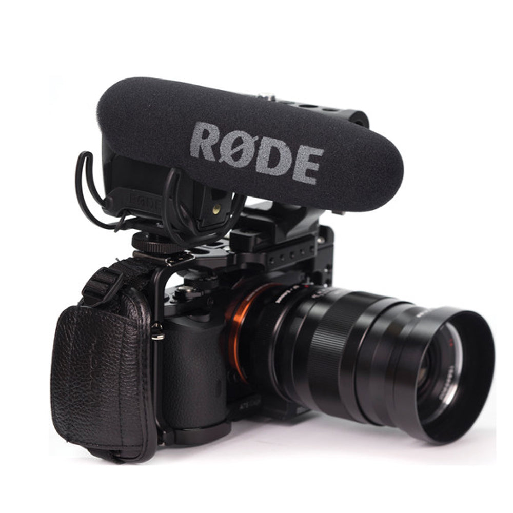 RODE VideoMic Pro Supercardioid Condenser Shotgun Boom Microphone with 3.5mm TRS Output, On-Board Controls, 3-Stage Gain Control and Rycote Lyre Suspension for Cameras and Portable Recorders