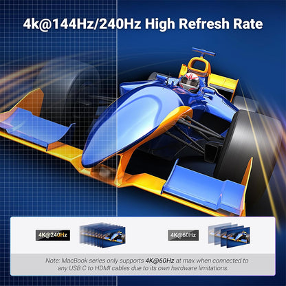 UGREEN 1M (3.3ft) USB-C to HDMI 2.1 Cable – 8K@60Hz & 4K@240Hz Ultra HD Video Adapter Cord