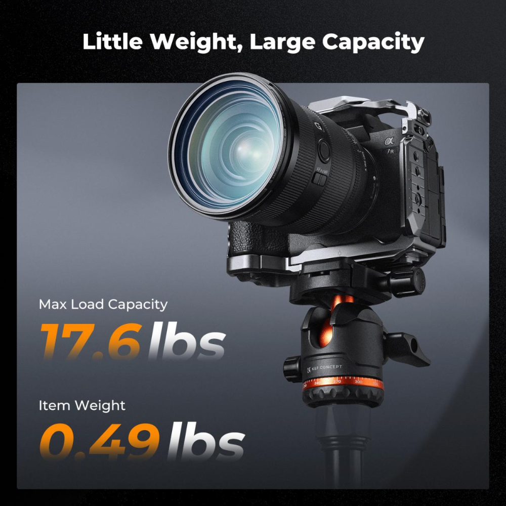 K&F Concept 36mm Ball Head with Handle, Tilt Limiter & 8kg Load Capacity