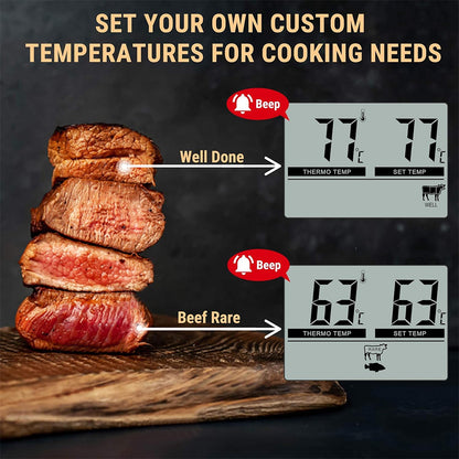 ThermoPro TP04 Digital Oven Meat Thermometer w/ Preset & Custom Temperature, 6.5” Probe & 40” Cable