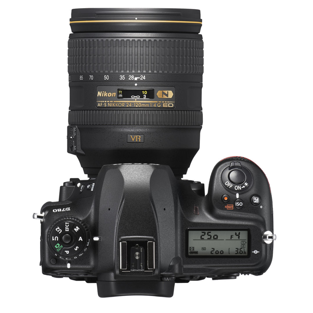Nikon D780 24.5 Megapixel FX-Format Full Frame 4K UHD EXPEED 6 DSLR Camera Nikon F-Mount and 24-120mm F/4G ED VR Lens, Hybrid AF and Eye Detection, Extended ISO, 3.2" Tilting Touchscreen LCD, Built-in WIFI Bluetooth