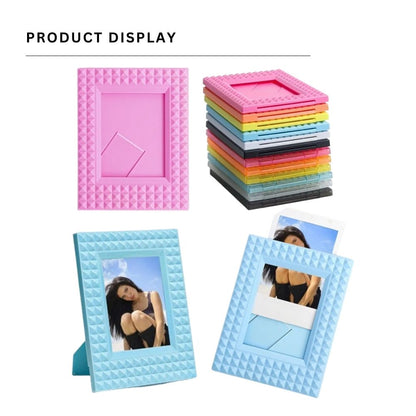 Pikxi Rivet Style Photo Frame for Instax Mini Film, 3 x 2 inch Pictures, Photo Cards, Table Tops, and Shelves Decorative Displays - Yellow