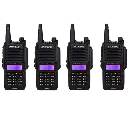 BaoFeng UV-9R PLUS (Single & Set of 2/3/4) Walkie-Talkie Dual-Band VHF/UHF Transceiver 8W PC Programmable Two-Way Radio with 128 Store Channels, 136-174/400-520MHz Frequency Range, 9km Talking Range, Clear Voice Output, IP67 Waterproof