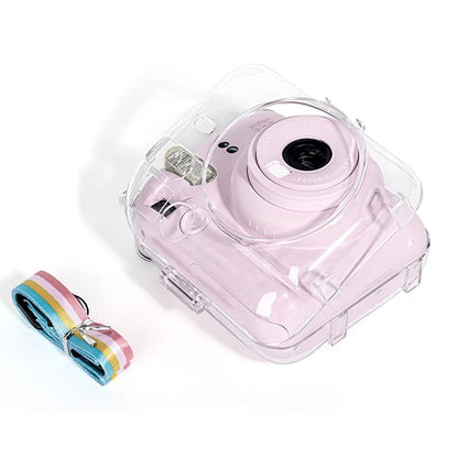 Pikxi CM12 Fujifilm Instax Mini 12 Clear Transparent Protective Camera Case Bag with Shoulder Strap