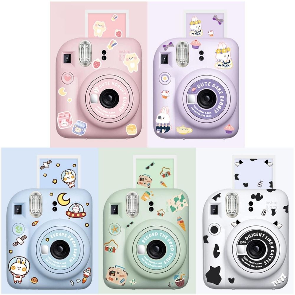 Pikxi Cartoon Body Patch Sticker Set for Instax mini 12 Film Camera - Available in Milk Cow, Blossom Pink, Pastel Blue, Mint Green, and Lilac Purple