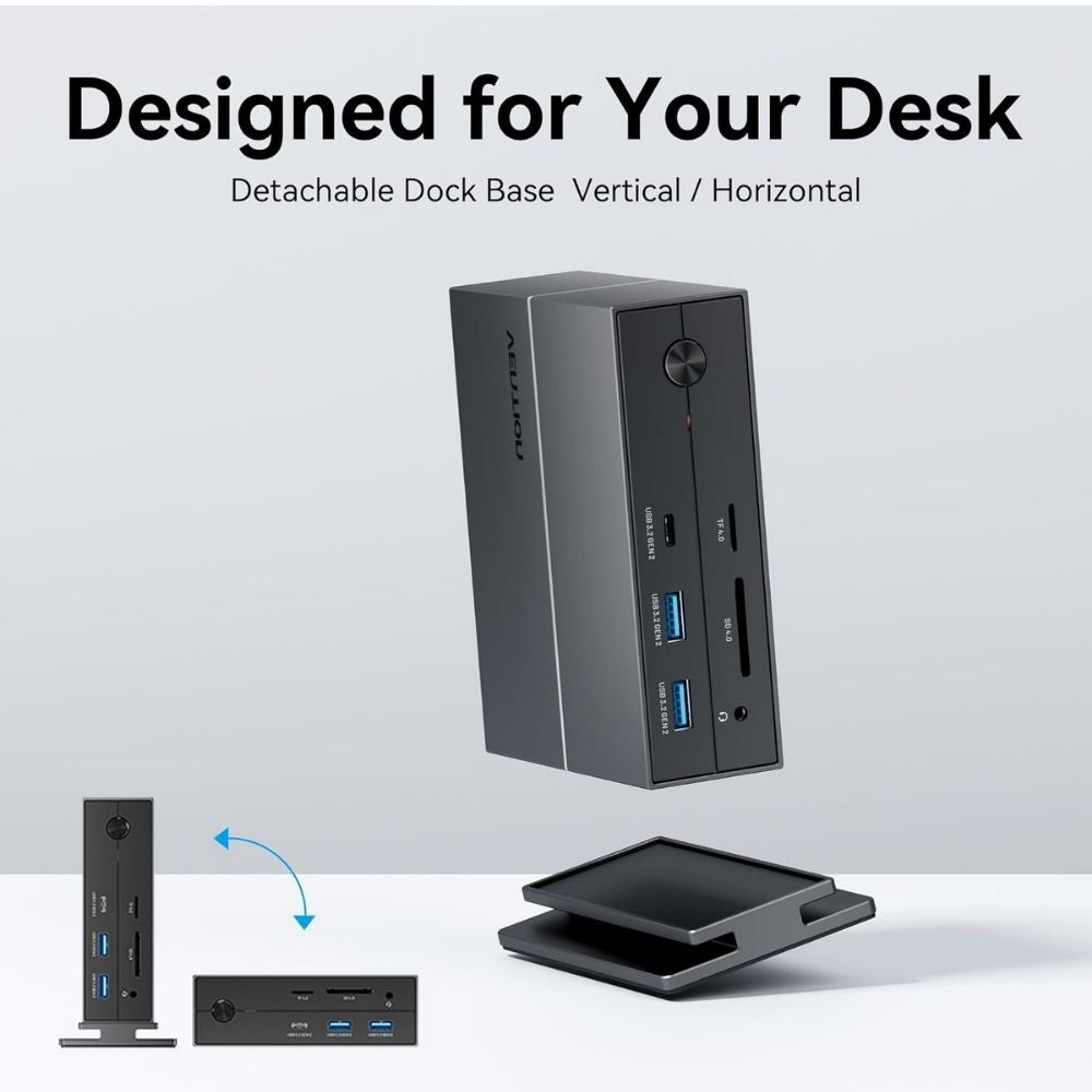 Vention TPFH0 Thunderbolt 4 14-in-1 Multifunctional Docking Station with 40Gbps Fast Transfer Rate, 8K 30Hz UHD, Intel Certified, PD 60W, 10Gbps USB 3.2 Type-C Gen 2, USB-A 3.2 Gen 2, 5Gbps USB-A 3.0, 3.5mm AUX, 1000Mbps, SD & TF Card Slot