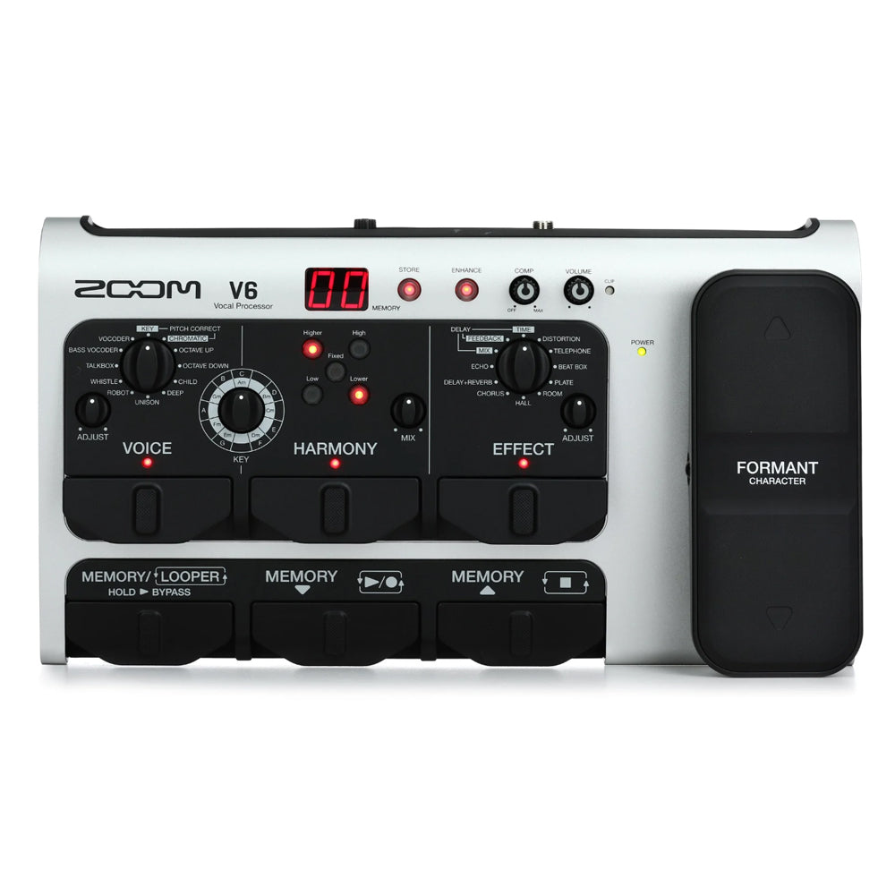 Zoom V6 Professional Vocal Effects Processor Pedal with 10 Studio Grade Effects, Built-In Compressor, Enhancer & Looper, USB 2.0 Audio Interface, XLR Microphone & 3.5mm Headphone Monitor Port for Recording Studio & Music Performance