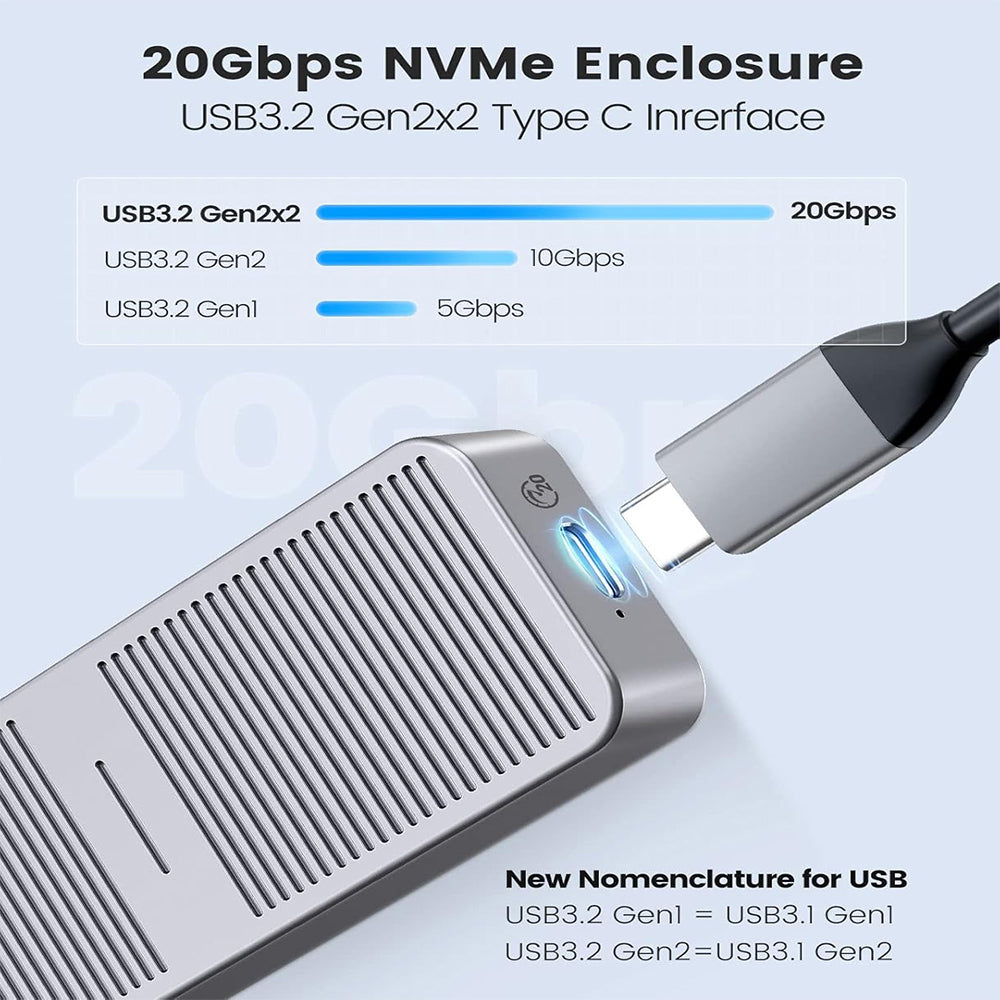 [CLEARANCE] ORICO M.2 NVME SSD Solid State Drive Enclosure with USB 3.2 Gen2 x2 Type-C Interface, 20Gbps Transfer Rate, 4TB Max Capacity with UASP TRIM Function for Smartphone PC Desktop Laptop | M223C3-G4