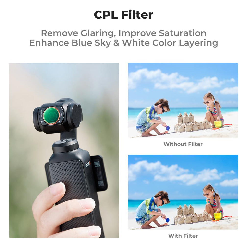 K&F Concept DJI Osmo Pocket 3 Magnetic Lens Filter Set with Circular Polarizer CPL + Black Mist 1/4 Diffuser + Variable ND2-32 + Camera Screen Protector - Made with Multi-Coated Optical Glass & Ultra-thin Aluminum Frame