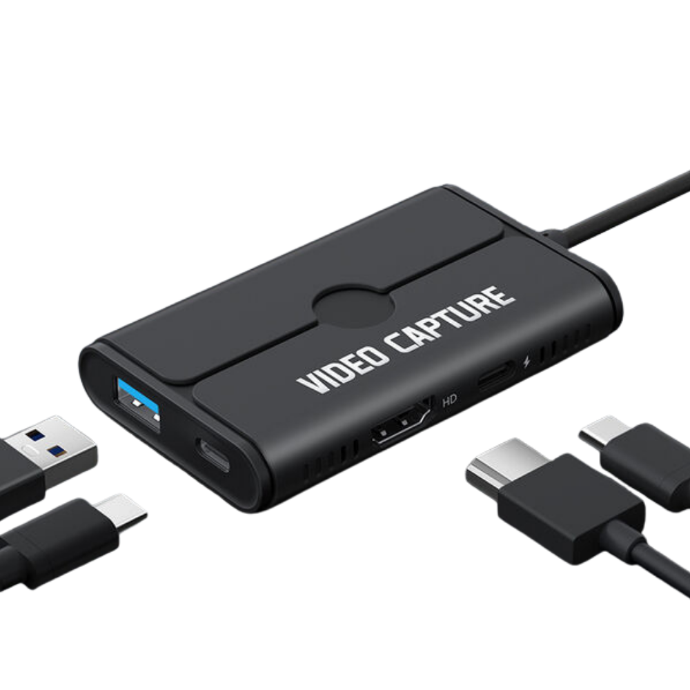 LEMORELE AC08-1 Video Capture Card 1080P60Hz HDMI Multiport Hub 100W PD Fast Charging, USB 3.0 Max 5Gbps Transfer Rate