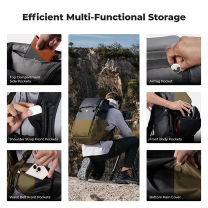 K&F Concept 30L Professional Camera Backpack with 15" Laptop Compartment, Removable Inner Pouch, Multiple Pockets, Adjustable Straps, Water-Resistant, Ergonomic Design for DSLR, Mirrorless Cameras, Drones, Lenses & Accessories