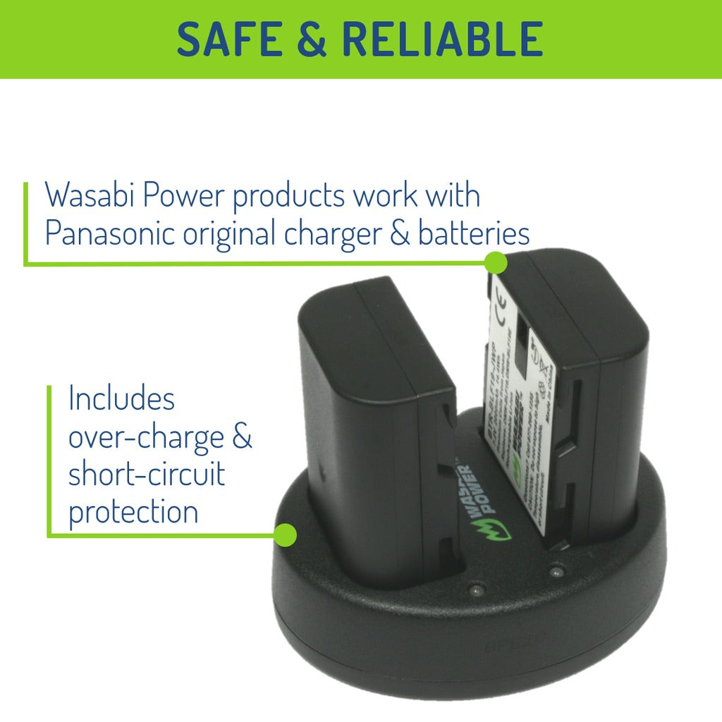 Wasabi Power (2-Pack) Panasonic DMW-BLF19 DMWBLF19 Battery and Dual Charger with USB-A to Micro USB Charging Cable for Panasonic Lumix DMC-GH3 DMC-GH4 DC-GH5 DC-GH5S and DC-G9 Mirrorless Camera