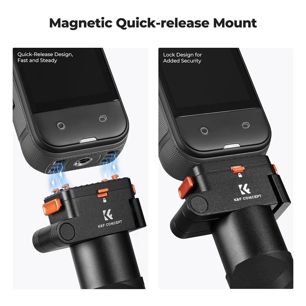 K&F Concept Foldable Selfie Stick Magnetic Quick Release for Insta360 X5