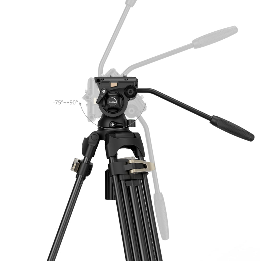 SmallRig AD-01S Heavy-Duty Fluid Tripod Kit Set Bundle with 75mm Half-Ball Head 360° Rotation, 6kgs Maximum Load Capacity, 33.9 to 73.2" Height Adjustment & 35" Folded Length for Photography, Filmmaking, Vlogging & Live Recording