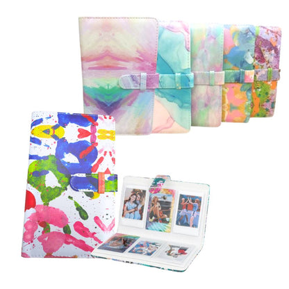 [CLEARANCE] Pikxi 96 Pockets Beautiful Colorful Artistic Painted Style Photo Album with Slip On Cover Latch for Fujifilm Instax Mini Instant Camera - Pink Tie-Dye