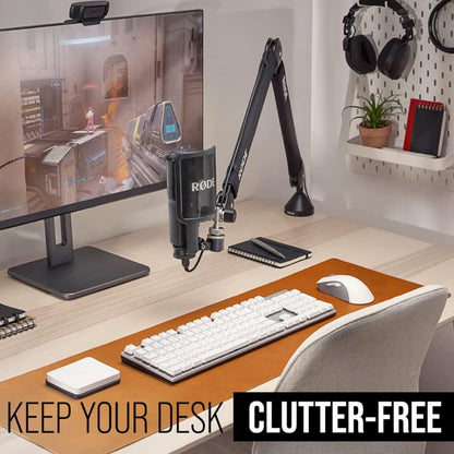 RODE PSA1+ Professiol Studio Desktop Boom Arm with C-Clamp, Max 34" / 37" Articulating Reach, 1.2Kg Max Payload, 360 Degree Arm Rotation with Integrated Cable Magement for Podcasting, Live Streaming and Broadcasting