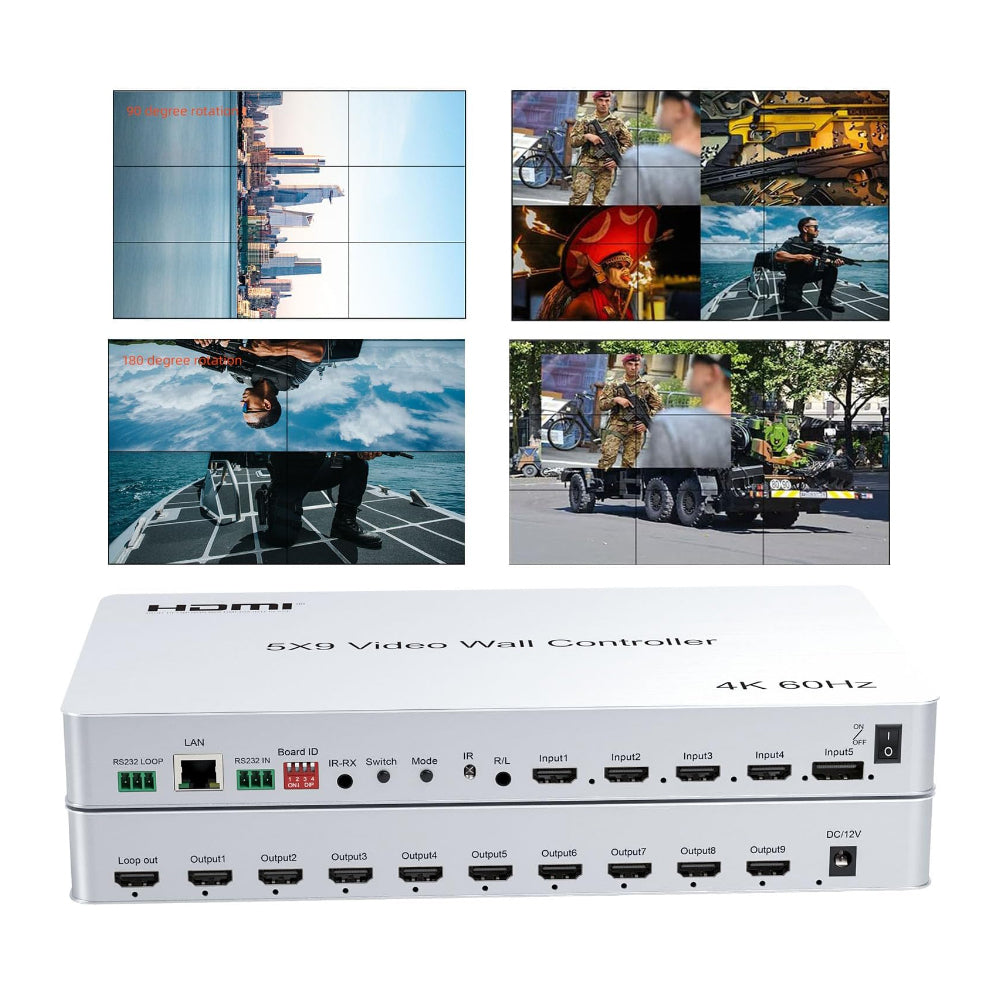 ArgoX 5x9 4K 60Hz HDMI / DP DisplayPort Display Wall Controller with Pass Through, 3D Video Support, Input Source Splicing, and Included Remote Control | HDVW03