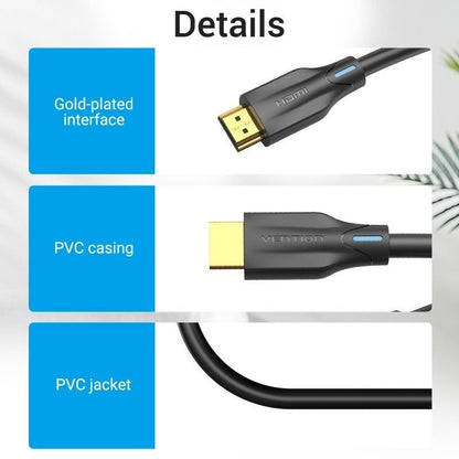 Vention 10 meters 8K UHD HDMI 2.1 Male to Male Video Cable with Ethernet 48Gbps Ultra High-Speed Bandwidth for PC, Laptop, Desktop Computer, TV, Monitor, Projector | AANBL
