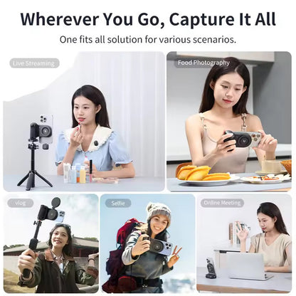 Ulanzi MA45 Magnetic MagSafe Wireless (Right Hand) Power Grip for iP-16 / 15 / 14 / 13 Smartphone with Camera Shutter, 5000mAh Battery, 10W Wireless Charging, 180° Rotating Mode and for Mobile Video Vlog | M021