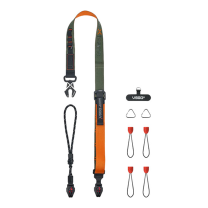 VSGO Black Snipe 2 in 1 Camera Neck and Wrist Adjustable Strap with V-Lock QR Quick Release Hooks and Buckle